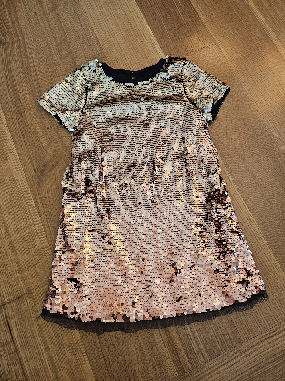 Sequin A-Line Kids Dress in Rose Gold
